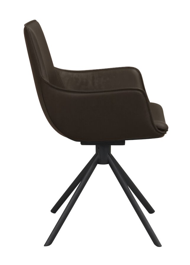 ROWICO Lowell drejestol, m. armln - brun lder og sort metal