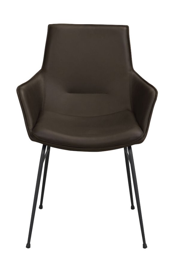 ROWICO Lowell spisebordsstol, m. armln - brun lder og sort metal