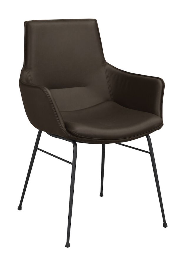 ROWICO Lowell spisebordsstol, m. armln - brun lder og sort metal