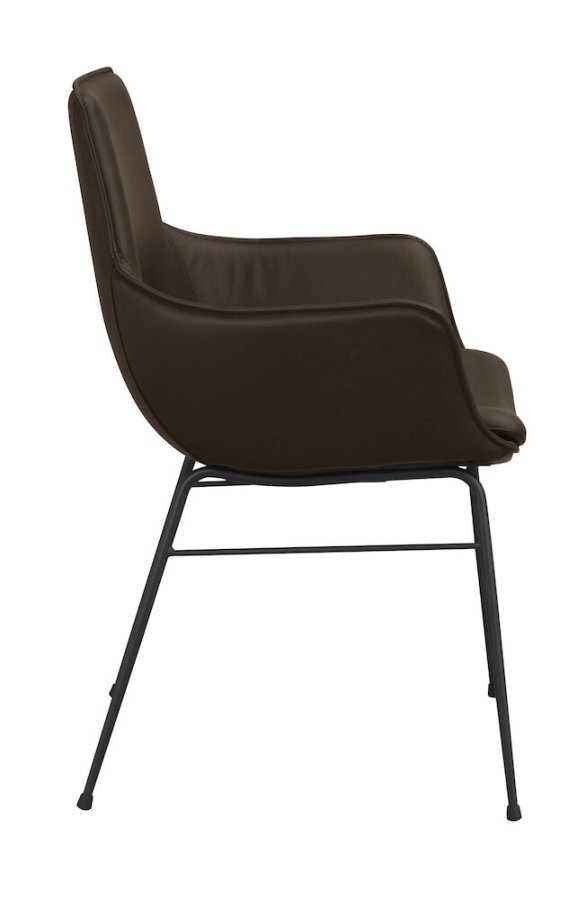 ROWICO Lowell spisebordsstol, m. armln - brun lder og sort metal