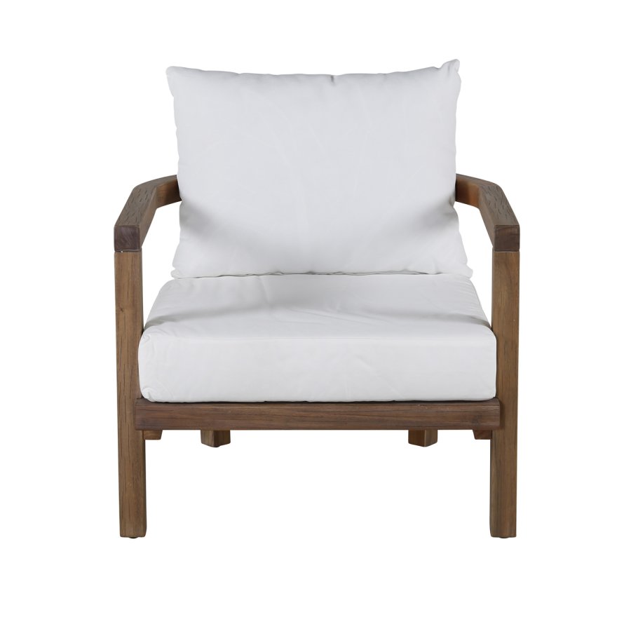 VENTURE DESIGN Erica havestol, m. armln og hynder - offwhite polyester og brun akacietr