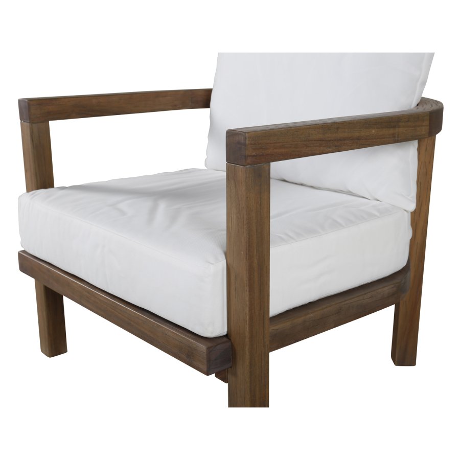 VENTURE DESIGN Erica havestol, m. armln og hynder - offwhite polyester og brun akacietr