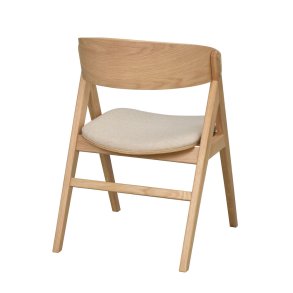 ROWICO Waterton spisebordsstol, m. armln - beige stof og natur eg