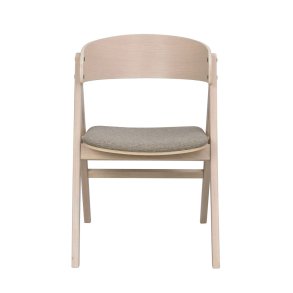 ROWICO Waterton spisebordsstol, m. armln - gr/brun stof og hvidvasket eg