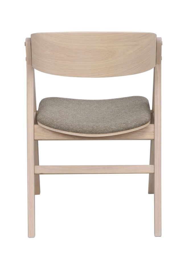 ROWICO Waterton spisebordsstol, m. armln - gr/brun stof og hvidvasket eg