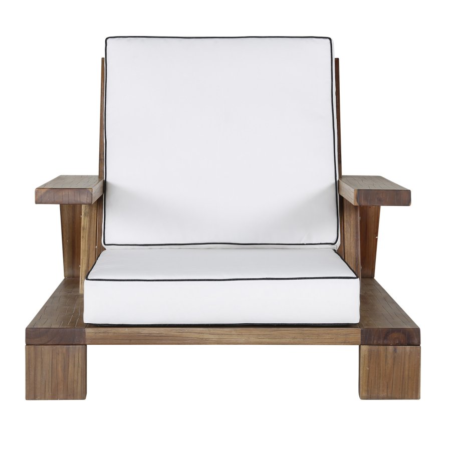 VENTURE DESIGN Daria loungestol til haven, m. armln - offwhite hynder og brun akacietr