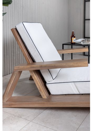 VENTURE DESIGN Daria loungestol til haven, m. armln - offwhite hynder og brun akacietr