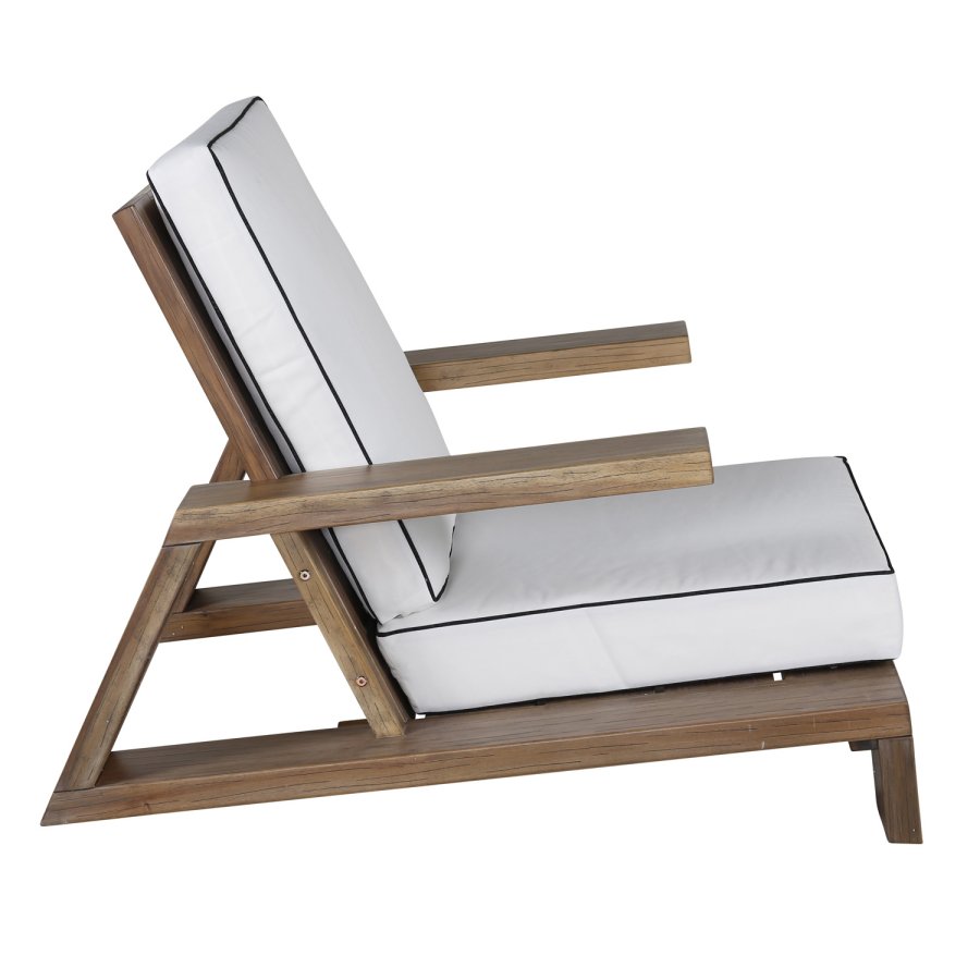 VENTURE DESIGN Daria loungestol til haven, m. armln - offwhite hynder og brun akacietr