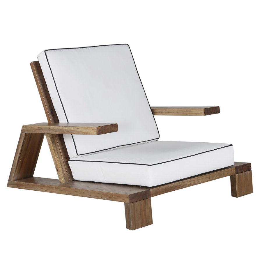 VENTURE DESIGN Daria loungestol til haven, m. armln - offwhite hynder og brun akacietr