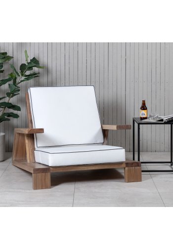 VENTURE DESIGN Daria loungestol til haven, m. armln - offwhite hynder og brun akacietr