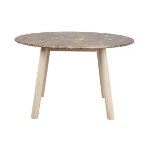 ROWICO Taransay spisebord, rund - brun marmor og hvidvasket eg (125)