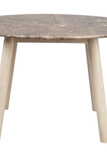 ROWICO Taransay spisebord, rund - brun marmor og hvidvasket eg (125)
