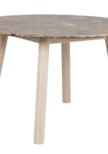 ROWICO Taransay spisebord, rund - brun marmor og hvidvasket eg (125)
