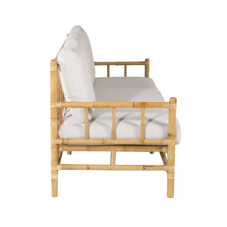 VENTURE DESIGN Cane 3-seat sofa - Bamboo / Grey Cushion