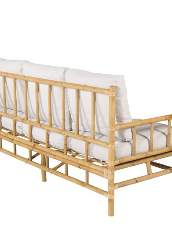 VENTURE DESIGN Cane 3-seat sofa - Bamboo / Grey Cushion