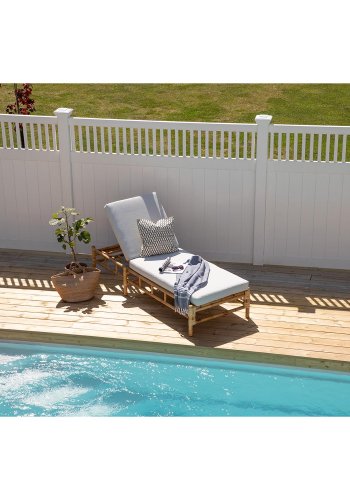 VENTURE DESIGN Cane sun lounge - Bamboo / Grey Cushion