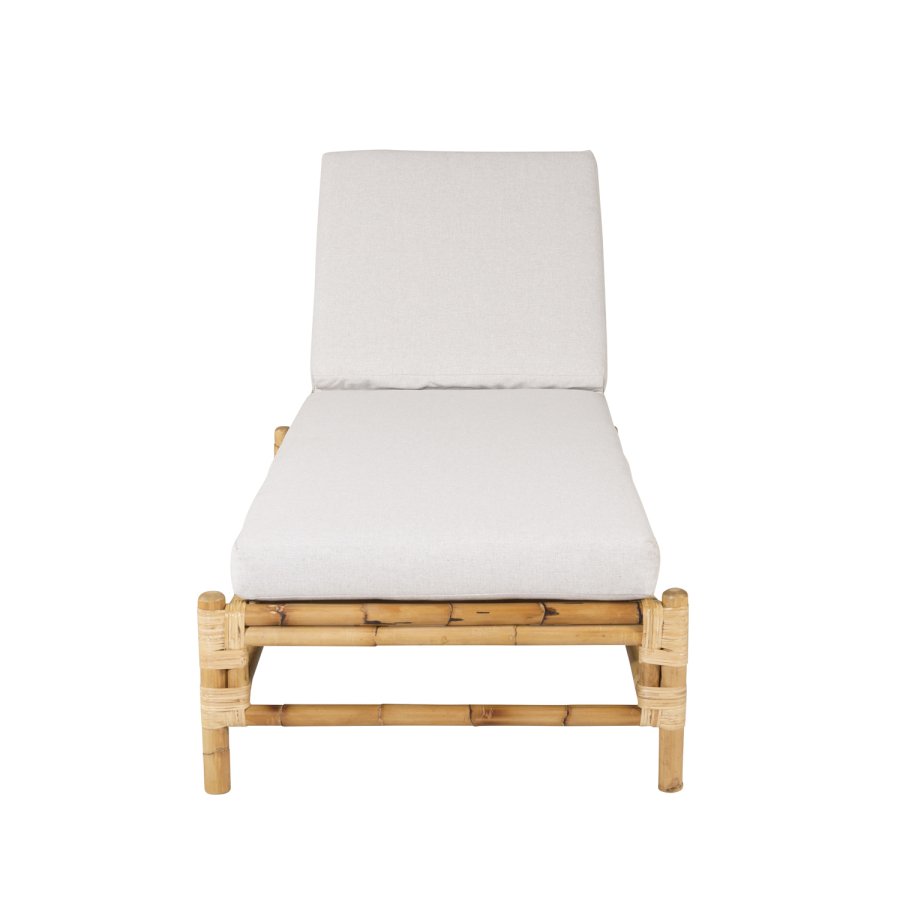 VENTURE DESIGN Cane sun lounge - Bamboo / Grey Cushion