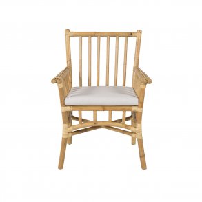 VENTURE DESIGN Cane havestol, m. armln og hynde - gr stof, natur bambus og rattan