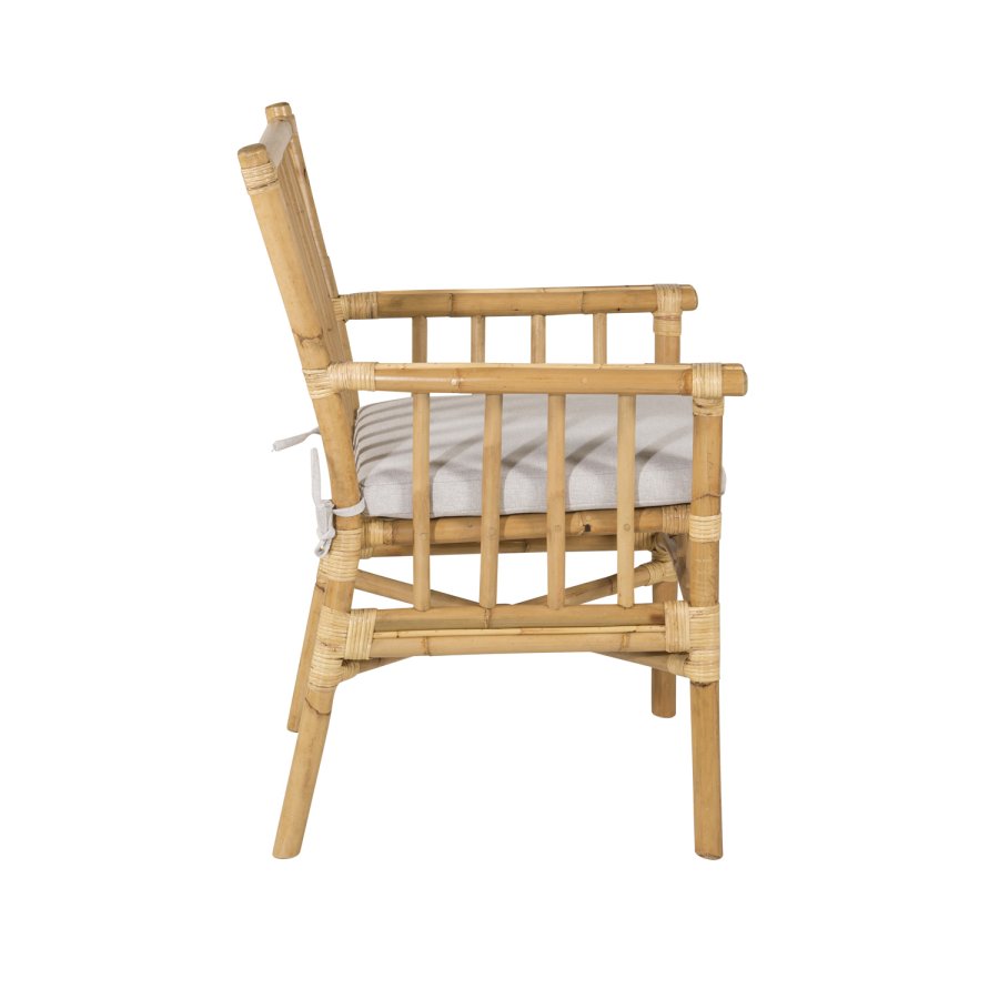 VENTURE DESIGN Cane havestol, m. armln og hynde - gr stof, natur bambus og rattan