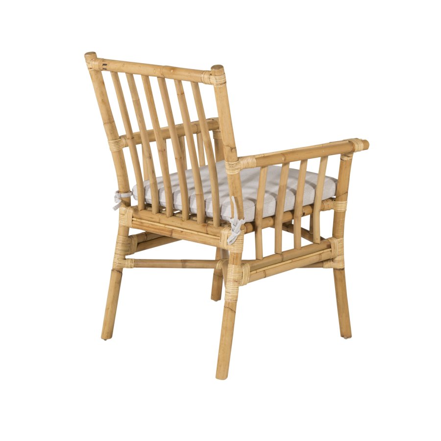 VENTURE DESIGN Cane havestol, m. armln og hynde - gr stof, natur bambus og rattan