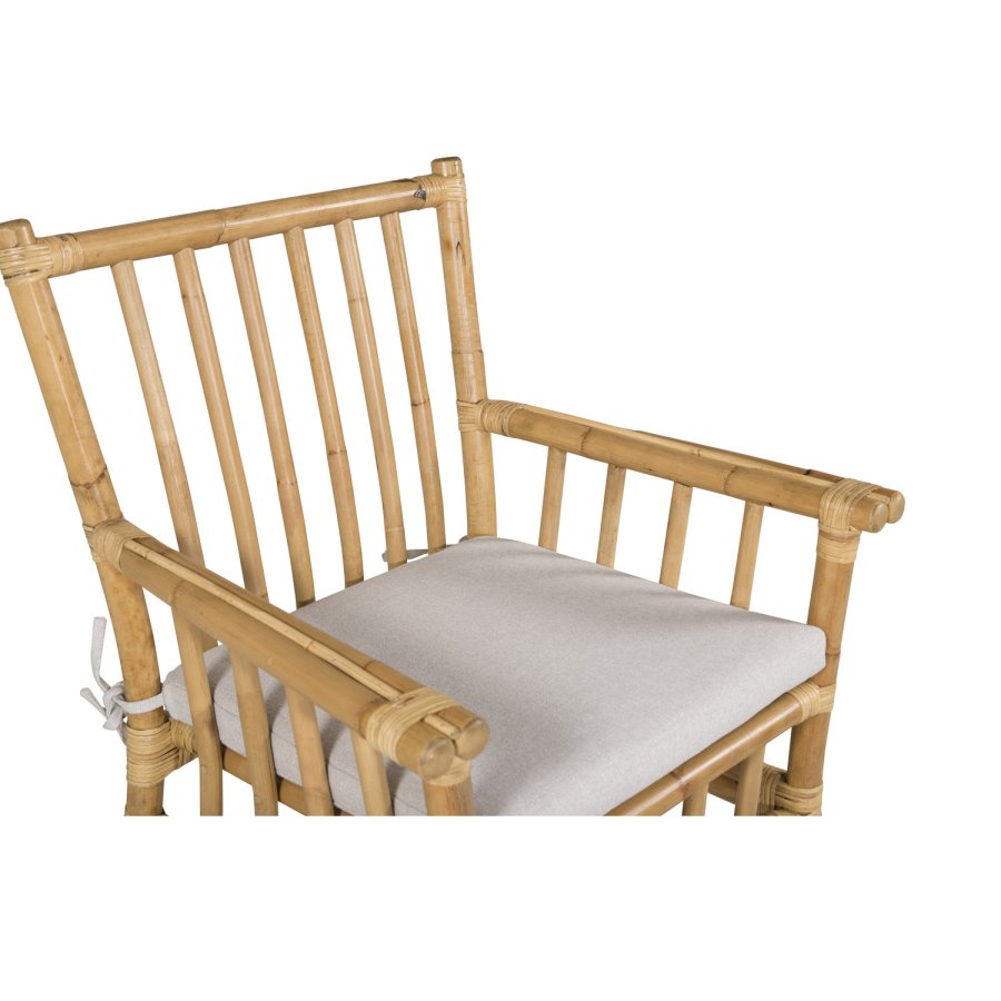 VENTURE DESIGN Cane havestol, m. armln og hynde - gr stof, natur bambus og rattan