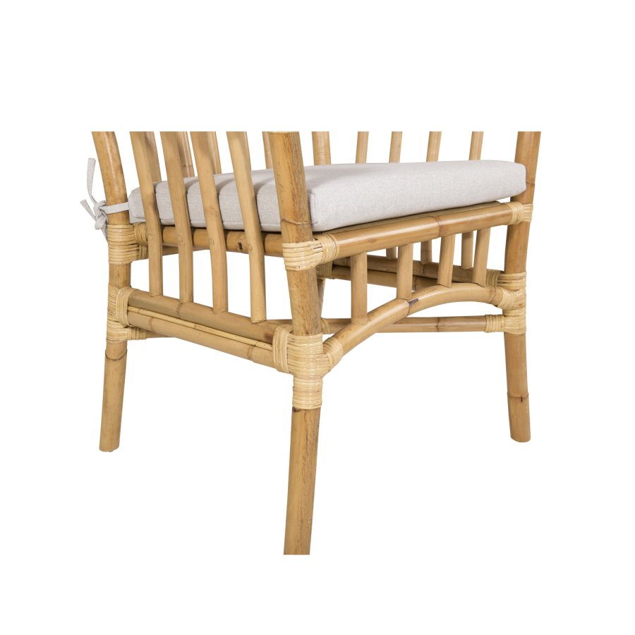 VENTURE DESIGN Cane havestol, m. armln og hynde - gr stof, natur bambus og rattan