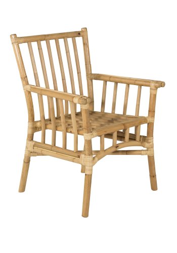 VENTURE DESIGN Cane havestol, m. armln og hynde - gr stof, natur bambus og rattan