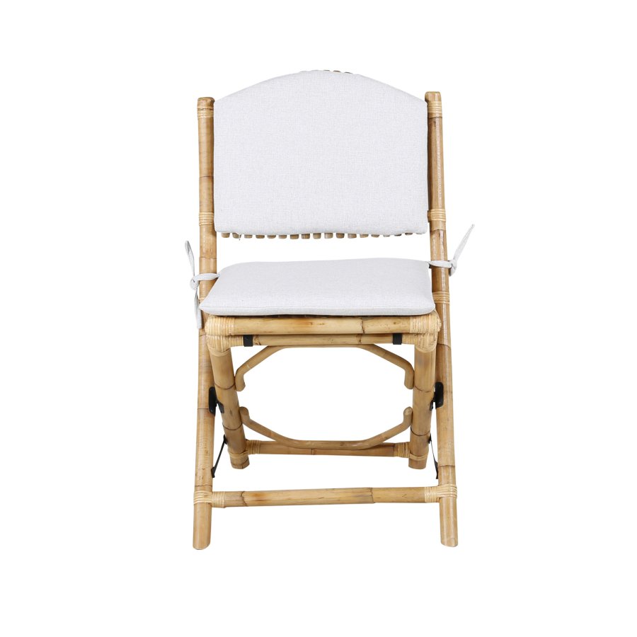 VENTURE DESIGN Cane foldestol til haven, m. hynde - gr stof, natur bambus og rattan