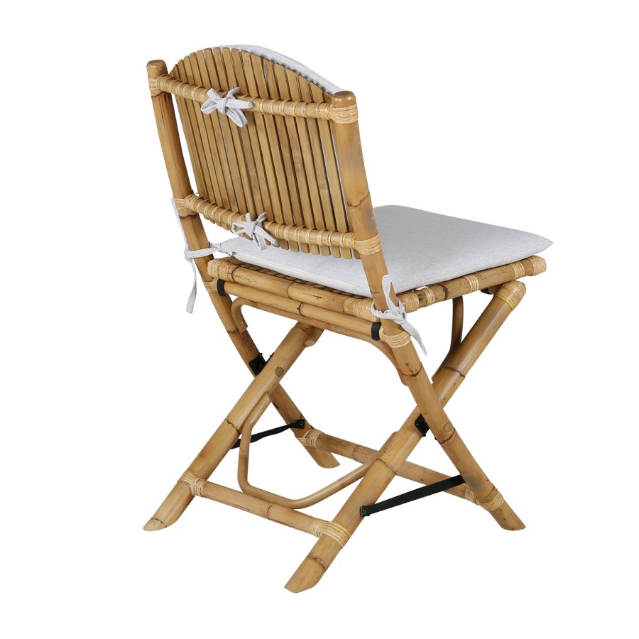 VENTURE DESIGN Cane foldestol til haven, m. hynde - gr stof, natur bambus og rattan