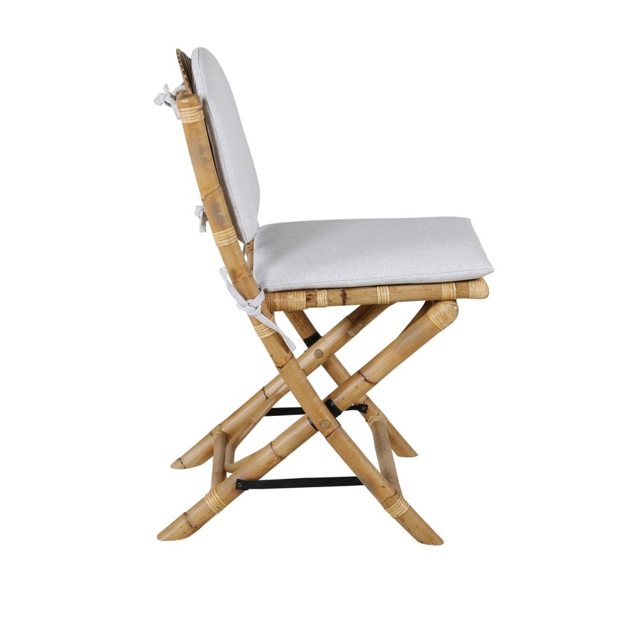 VENTURE DESIGN Cane foldestol til haven, m. hynde - gr stof, natur bambus og rattan