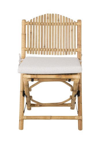 VENTURE DESIGN Cane foldestol til haven, m. hynde - gr stof, natur bambus og rattan