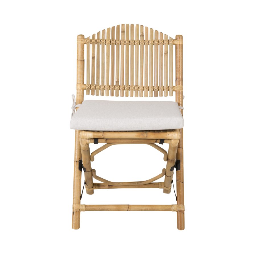 VENTURE DESIGN Cane foldestol til haven, m. hynde - gr stof, natur bambus og rattan