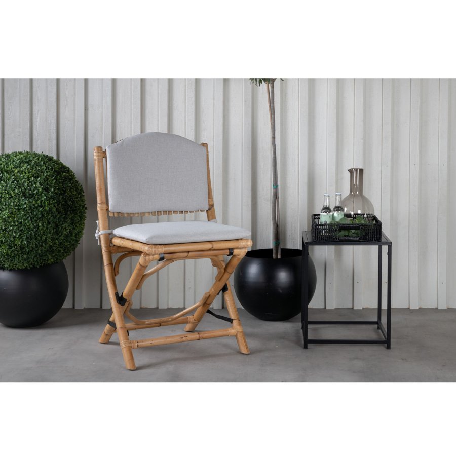 VENTURE DESIGN Cane foldestol til haven, m. hynde - gr stof, natur bambus og rattan