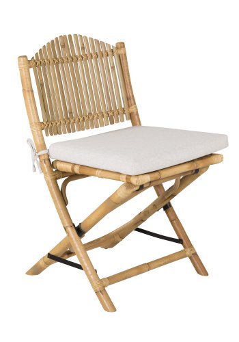 VENTURE DESIGN Cane foldestol til haven, m. hynde - gr stof, natur bambus og rattan