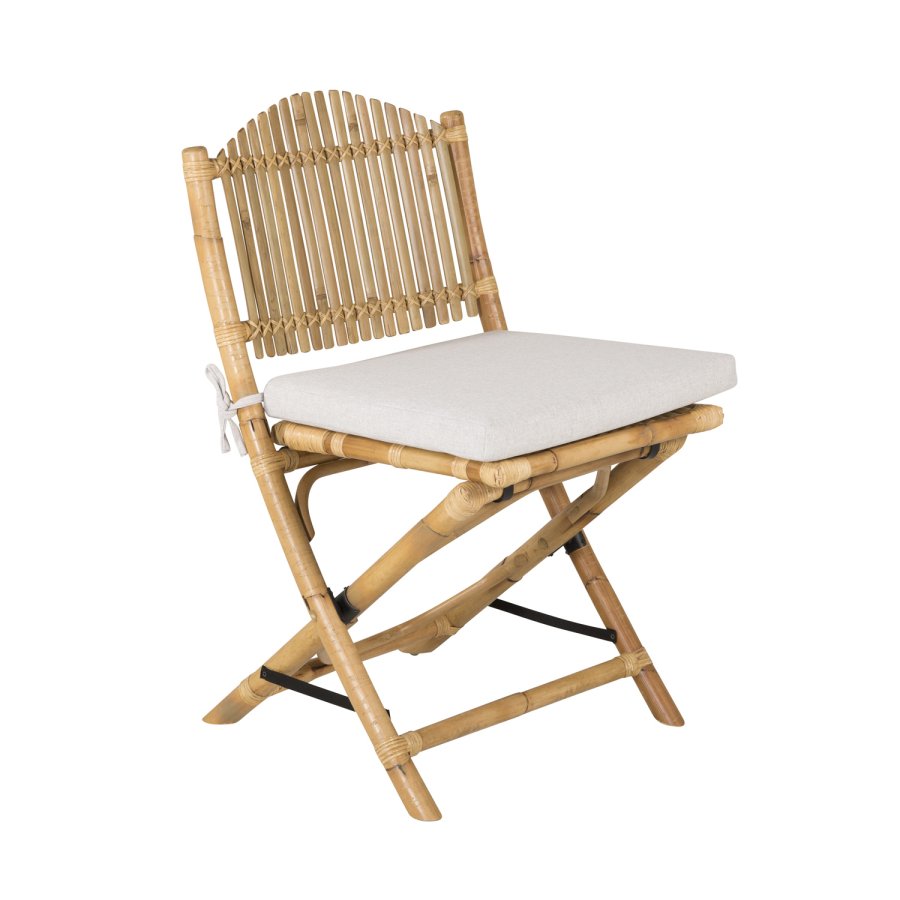 VENTURE DESIGN Cane foldestol til haven, m. hynde - gr stof, natur bambus og rattan