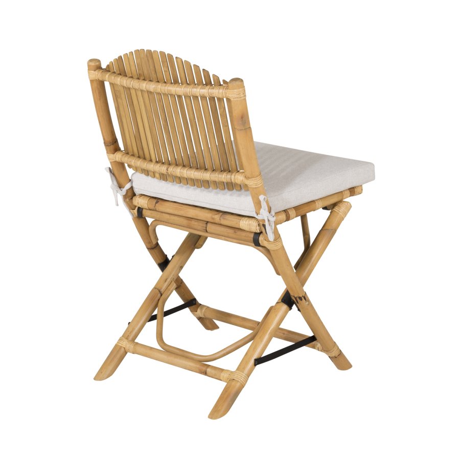 VENTURE DESIGN Cane foldestol til haven, m. hynde - gr stof, natur bambus og rattan