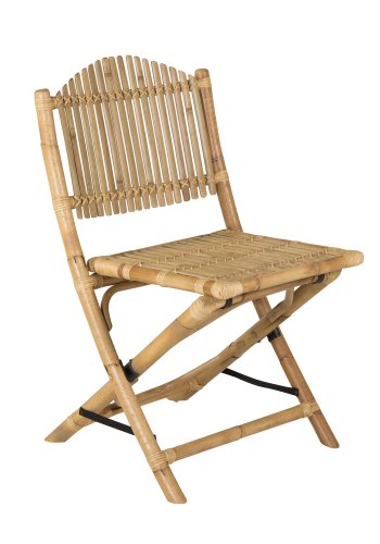 VENTURE DESIGN Cane foldestol til haven, m. hynde - gr stof, natur bambus og rattan