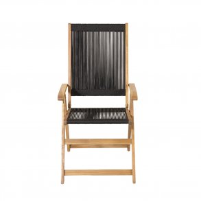 VENTURE DESIGN Little John 5 pos. havestol, m. armln - sort reb og natur akacietr