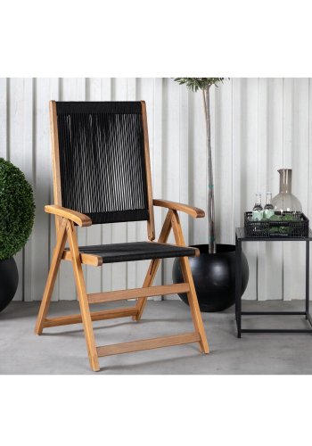 VENTURE DESIGN Little John 5 pos. havestol, m. armln - sort reb og natur akacietr