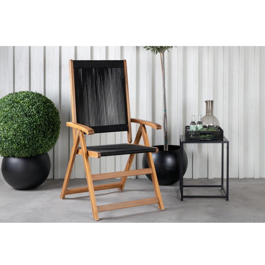 VENTURE DESIGN Little John 5 pos. havestol, m. armln - sort reb og natur akacietr