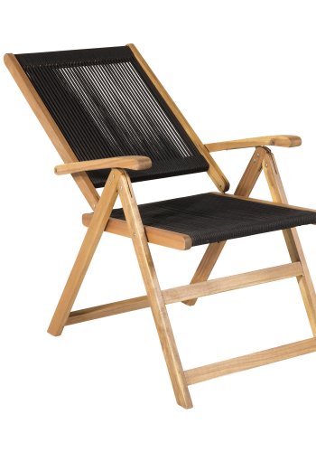 VENTURE DESIGN Little John 5 pos. havestol, m. armln - sort reb og natur akacietr