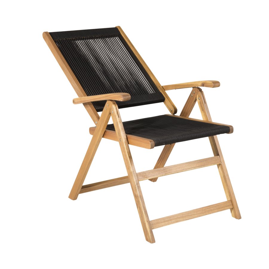 VENTURE DESIGN Little John 5 pos. havestol, m. armln - sort reb og natur akacietr