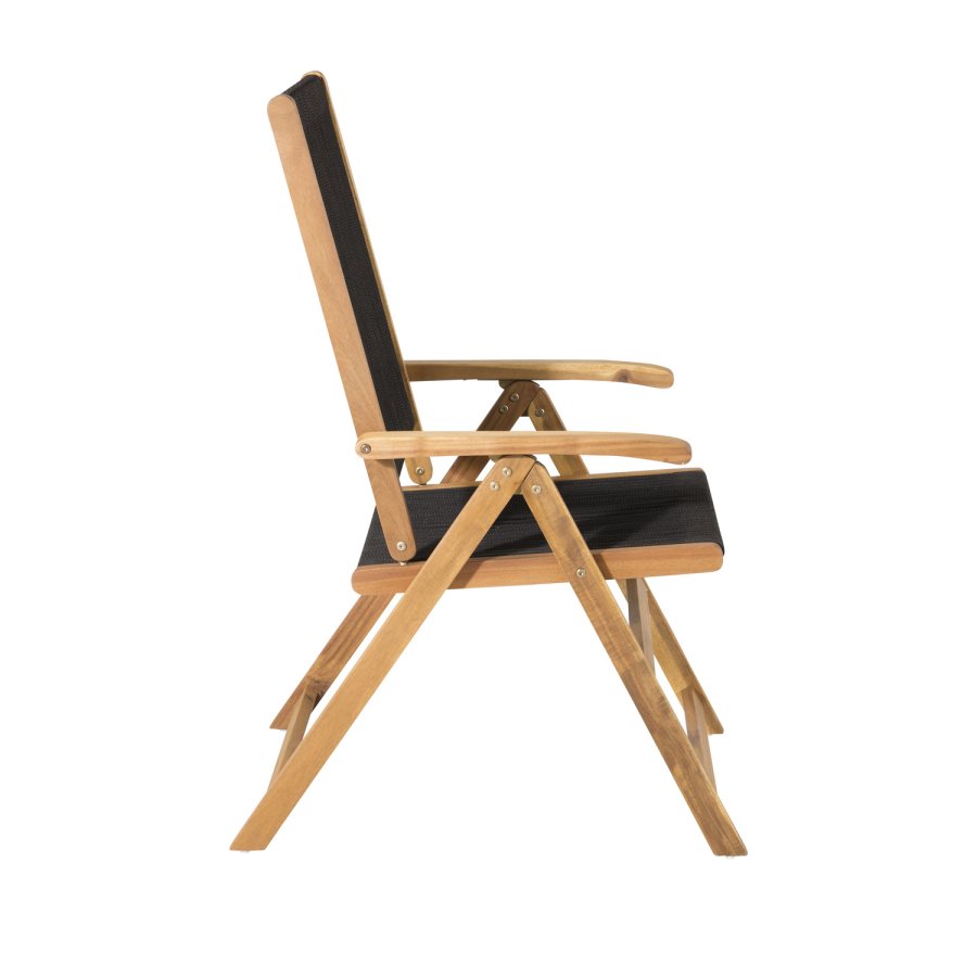 VENTURE DESIGN Little John 5 pos. havestol, m. armln - sort reb og natur akacietr