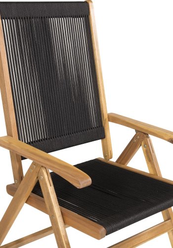 VENTURE DESIGN Little John 5 pos. havestol, m. armln - sort reb og natur akacietr