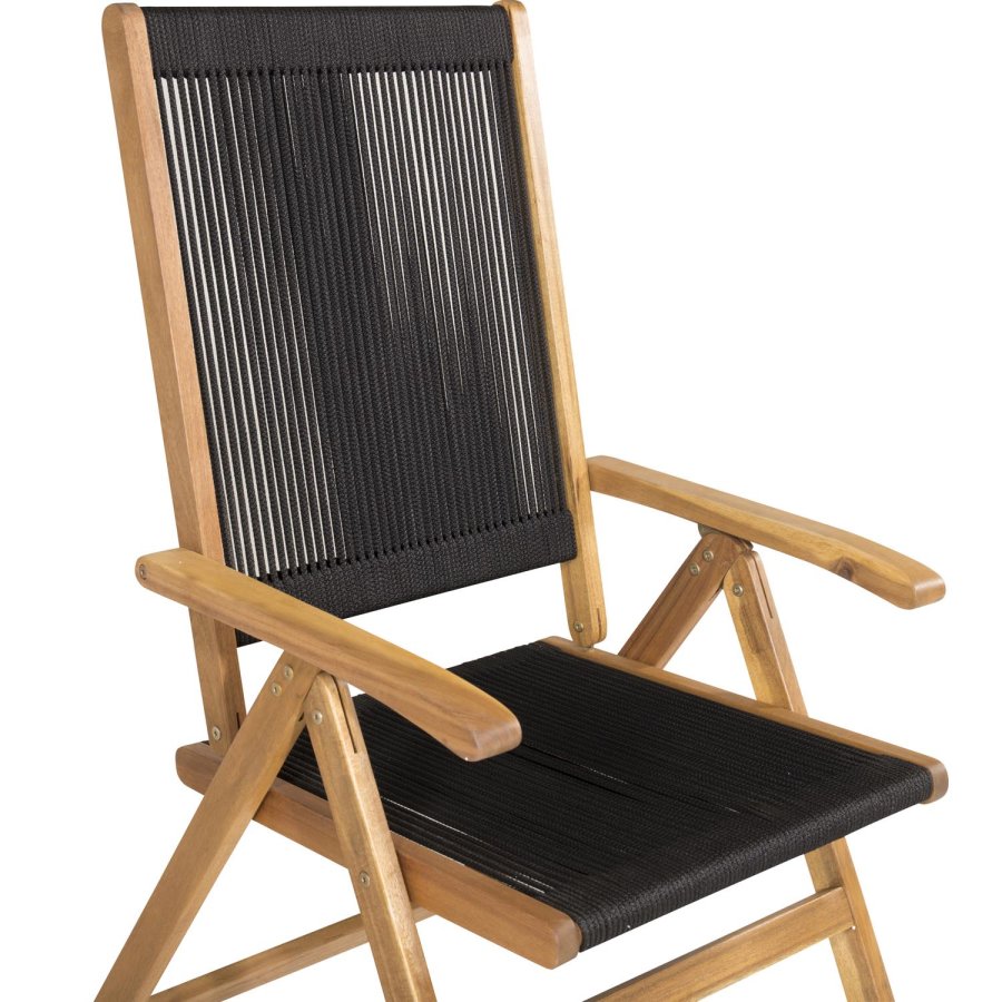 VENTURE DESIGN Little John 5 pos. havestol, m. armln - sort reb og natur akacietr