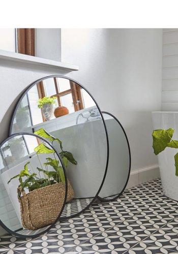 VILLA COLLECTION Vardo vgspejl, rund - spejlglas og sort jern (100)