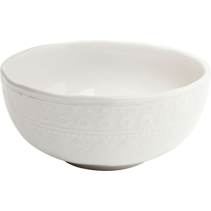 KARE DESIGN Karma skl, m. reliefmnster, rund - hvid keramik (15)