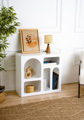 NORDVÄRK Lessa konsolbord, m. 5 rum - hvid melamin (80x37)