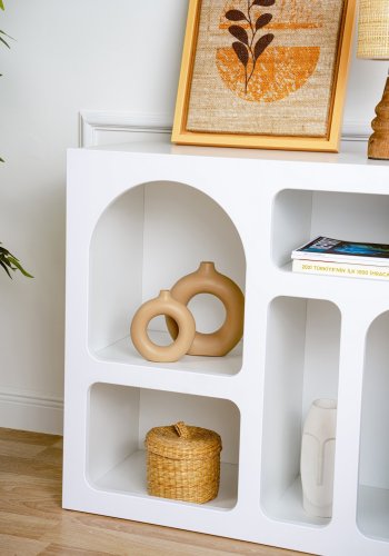 NORDVÄRK Lessa konsolbord, m. 5 rum - hvid melamin (80x37)