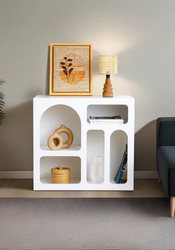 NORDVÄRK Lessa konsolbord, m. 5 rum - hvid melamin (80x37)